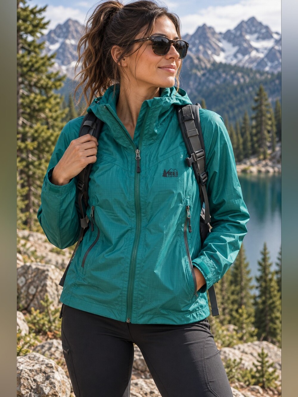 REI Women's Green Windbreaker Jacket